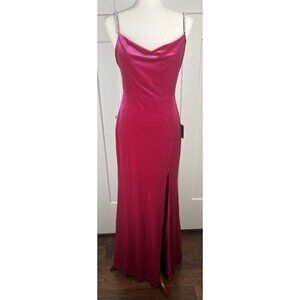 NWT LULU'S Berry Pink Velvet Maxi Dress Sz Medium Formal Cocktail Holidays